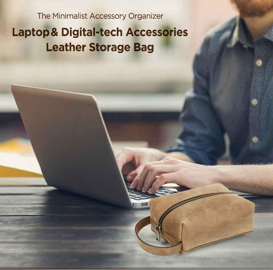 Leather Electronic Accessories Organizer Storage Bag Case - TTpen