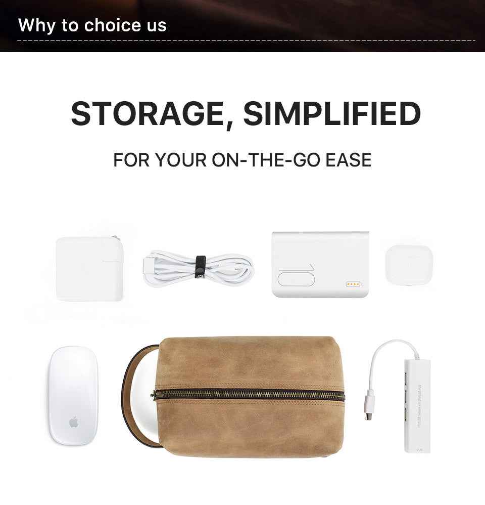 Leather Electronic Accessories Organizer Storage Bag Case - TTpen