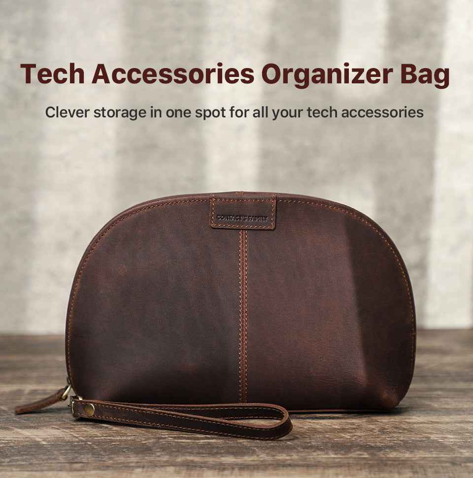 Leather Electronic Organizer Bag Tech Kit Storage Case - TTpen