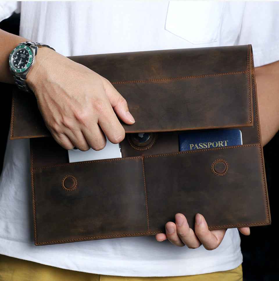 Leather Slim Laptop Sleeve Case 13.3 inch with Airtag Holder - TTpen