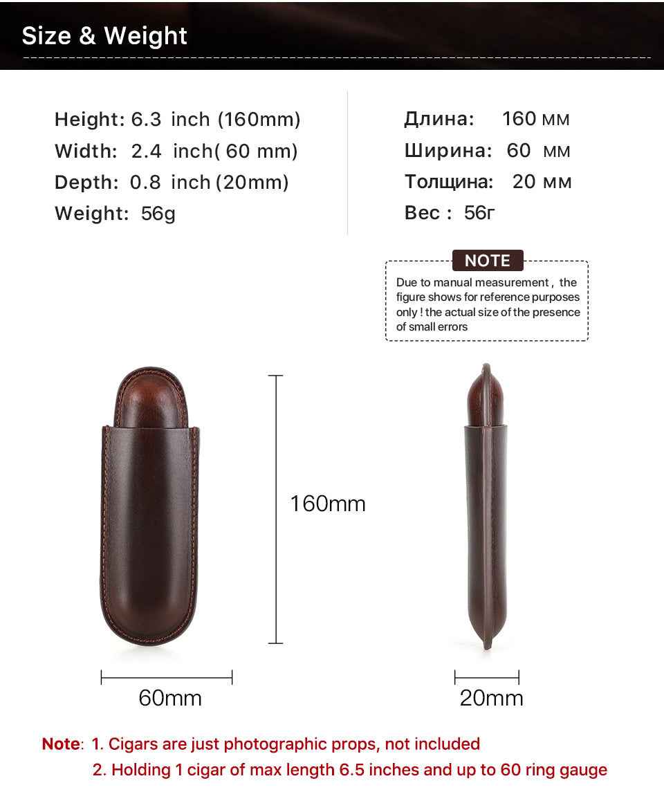 Leather Cigar Case Travel Humidor for Single Cigar - TTpen