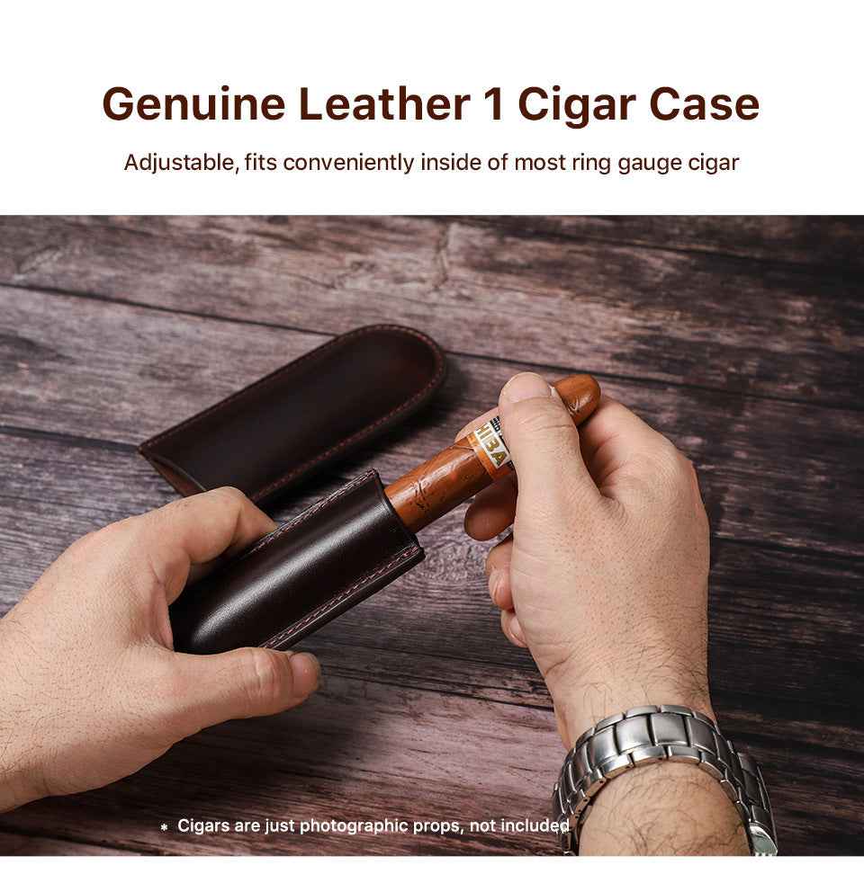 Leather Cigar Case Travel Humidor for Single Cigar - TTpen