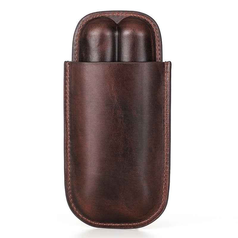 Leather Cigar Case Travel Humidor for 2 Cigars - TTpen