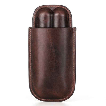 Leather Cigar Case Travel Humidor for 2 Cigars - TTpen