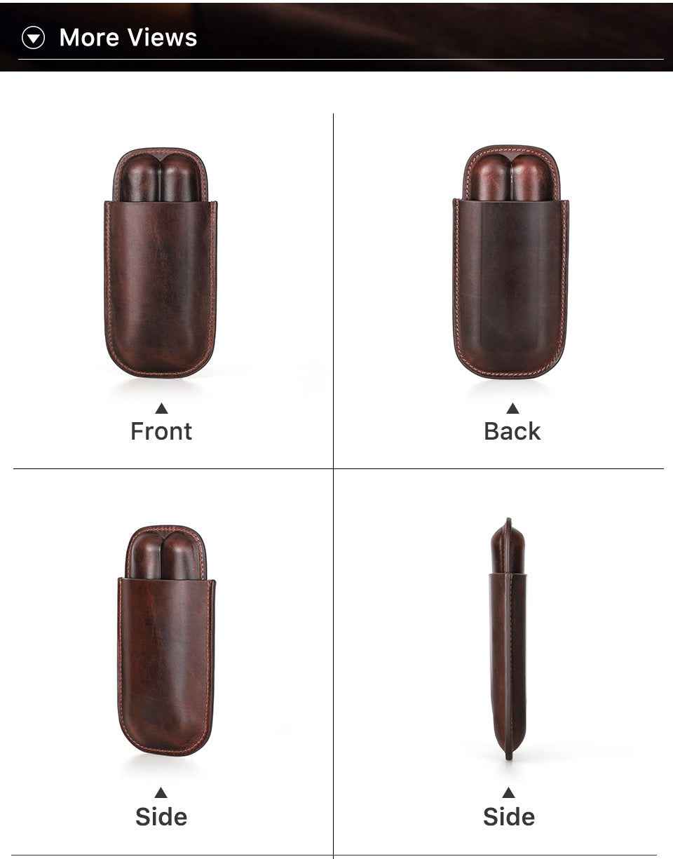 Leather Cigar Case Travel Humidor for 2 Cigars - TTpen