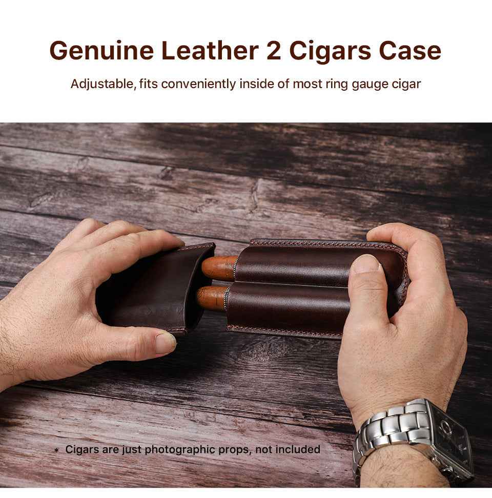 Leather Cigar Case Travel Humidor for 2 Cigars - TTpen
