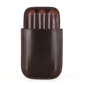 Leather Cigar Case Travel Humidor for 3 Cigars - TTpen