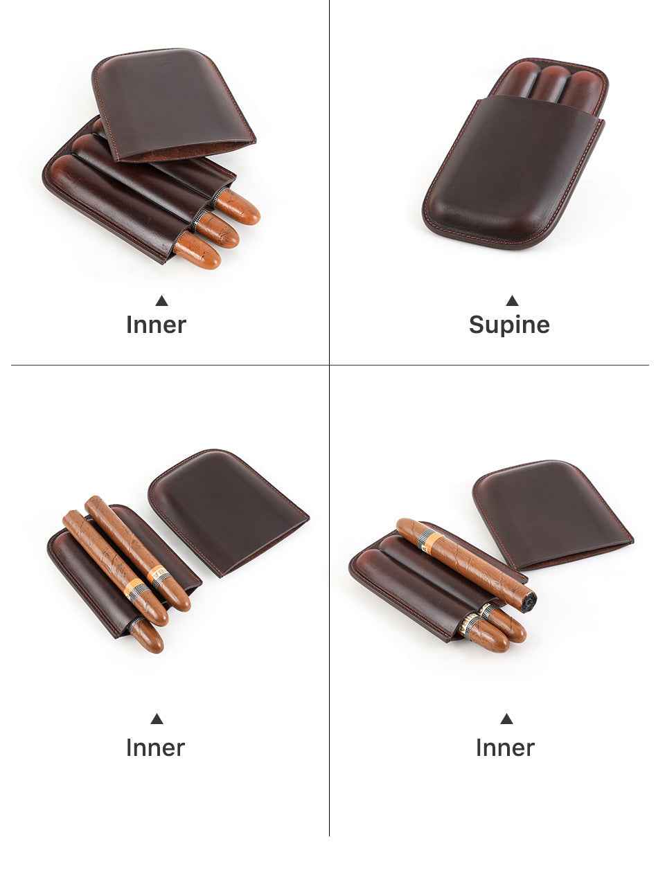 Leather Cigar Case Travel Humidor for 3 Cigars - TTpen