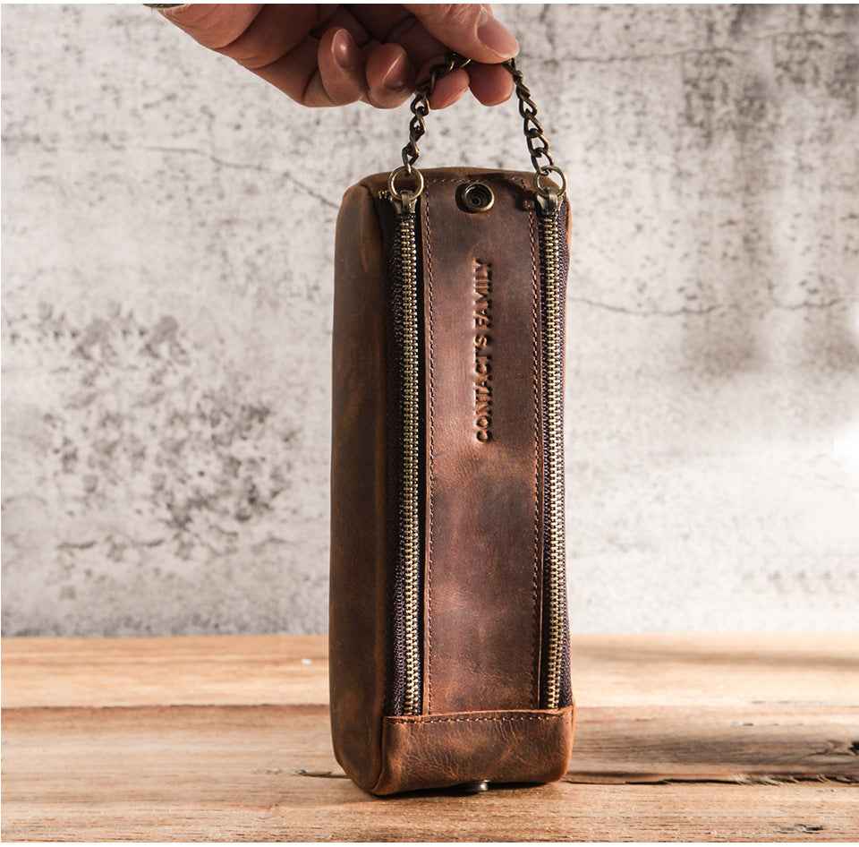 Leather Zipper Pencil Case Pen Pouch - TTpen