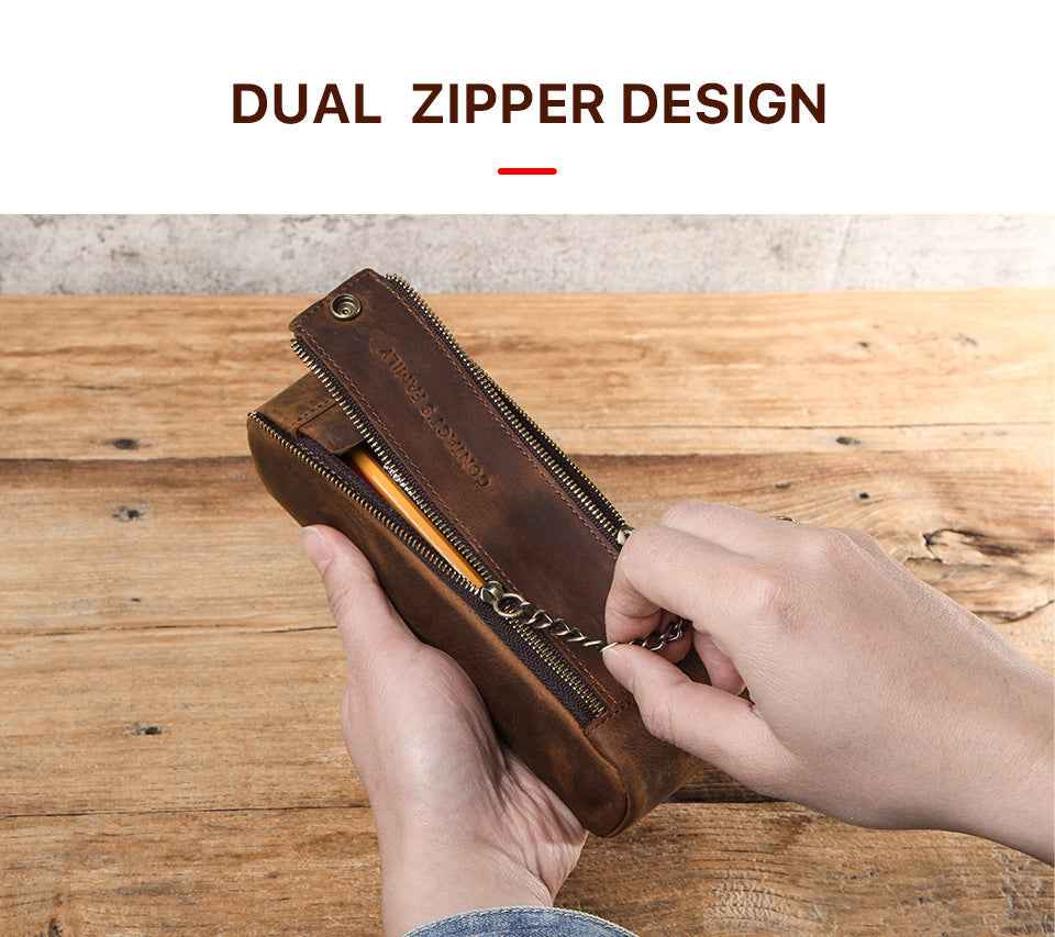 Leather Zipper Pencil Case Pen Pouch - TTpen