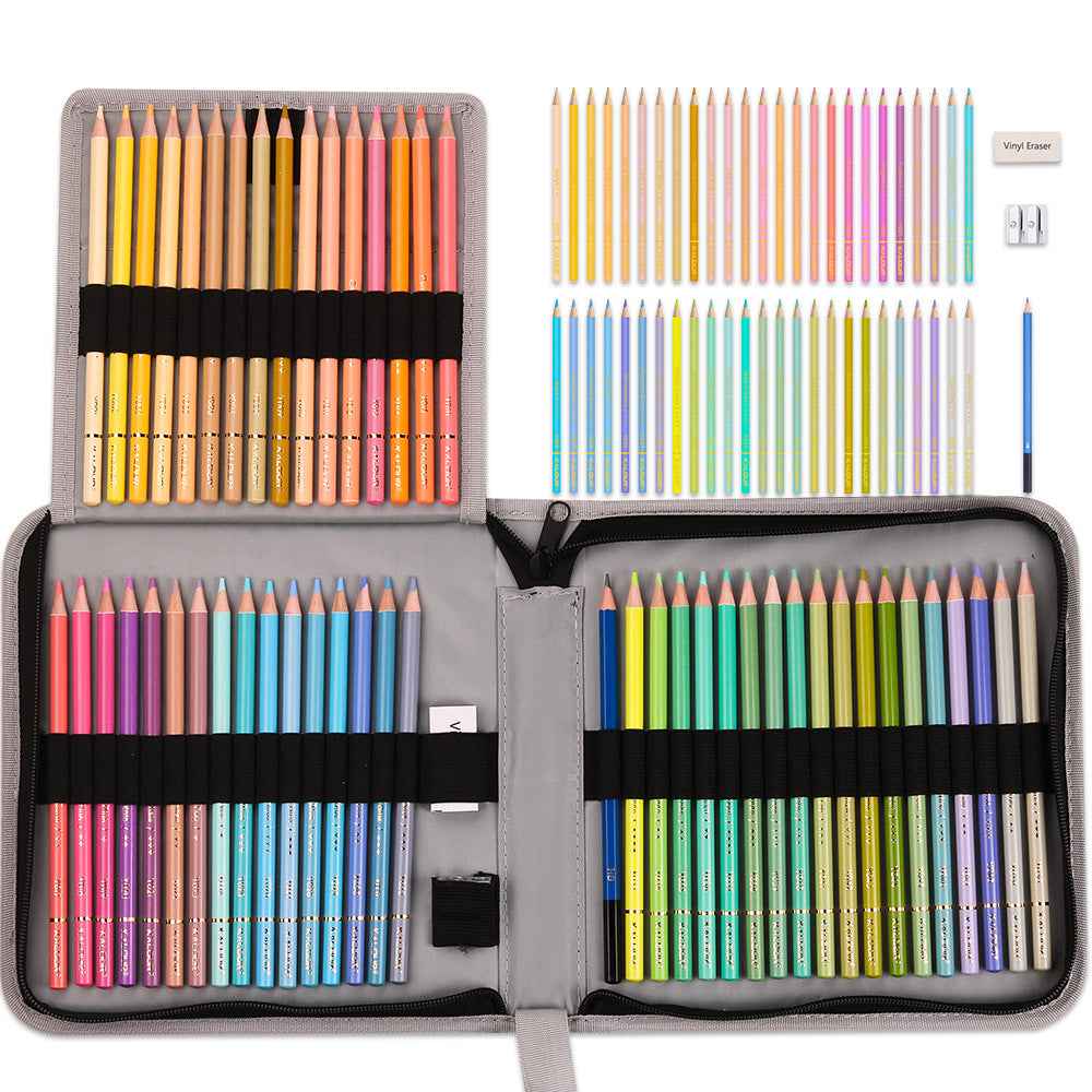 KALOUR 50 Macaron Pastel Colored Pencils Set with Carrrying Case - TTpen