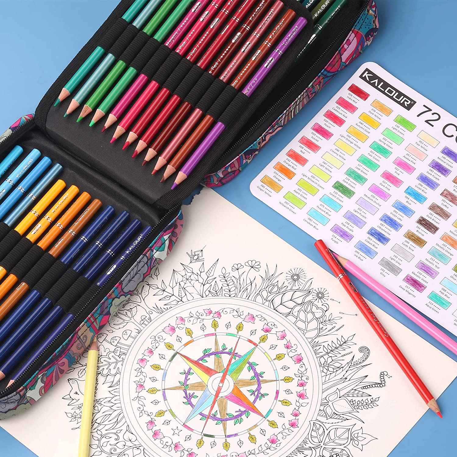 KALOUR 72 Color Oil Based Art Drawing Pencils with Pencil Case Pink - TTpen