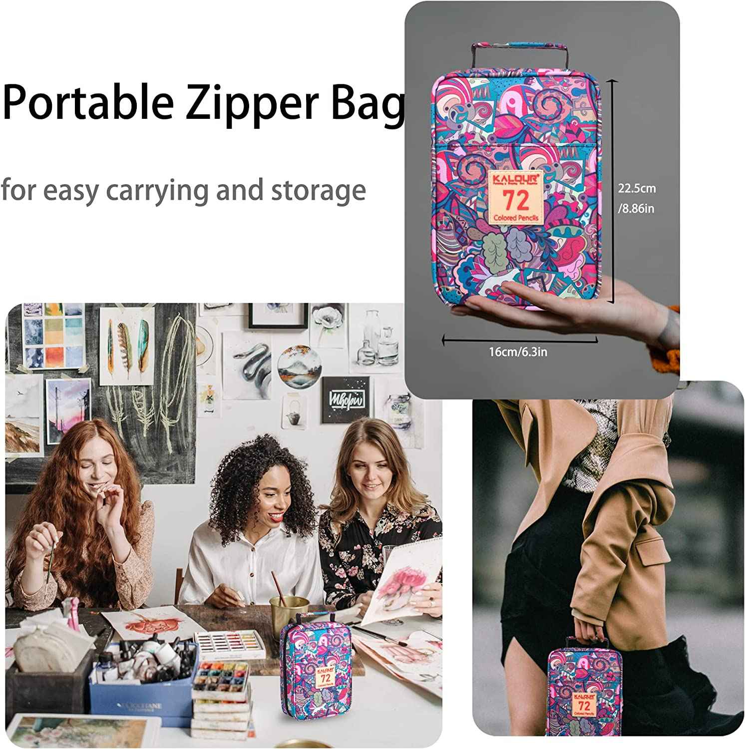 KALOUR 72 Colored Oil Based Art Drawing Pencils with Pencil Case Blue - TTpen