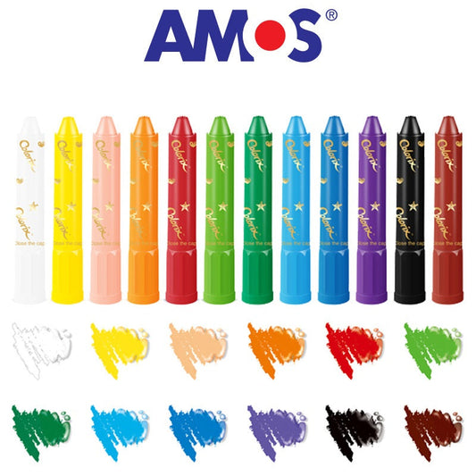 AMOS Silky Crayon Colorix 3in1 Crayon,Pastel,Watercolor Pen 12 Colors
