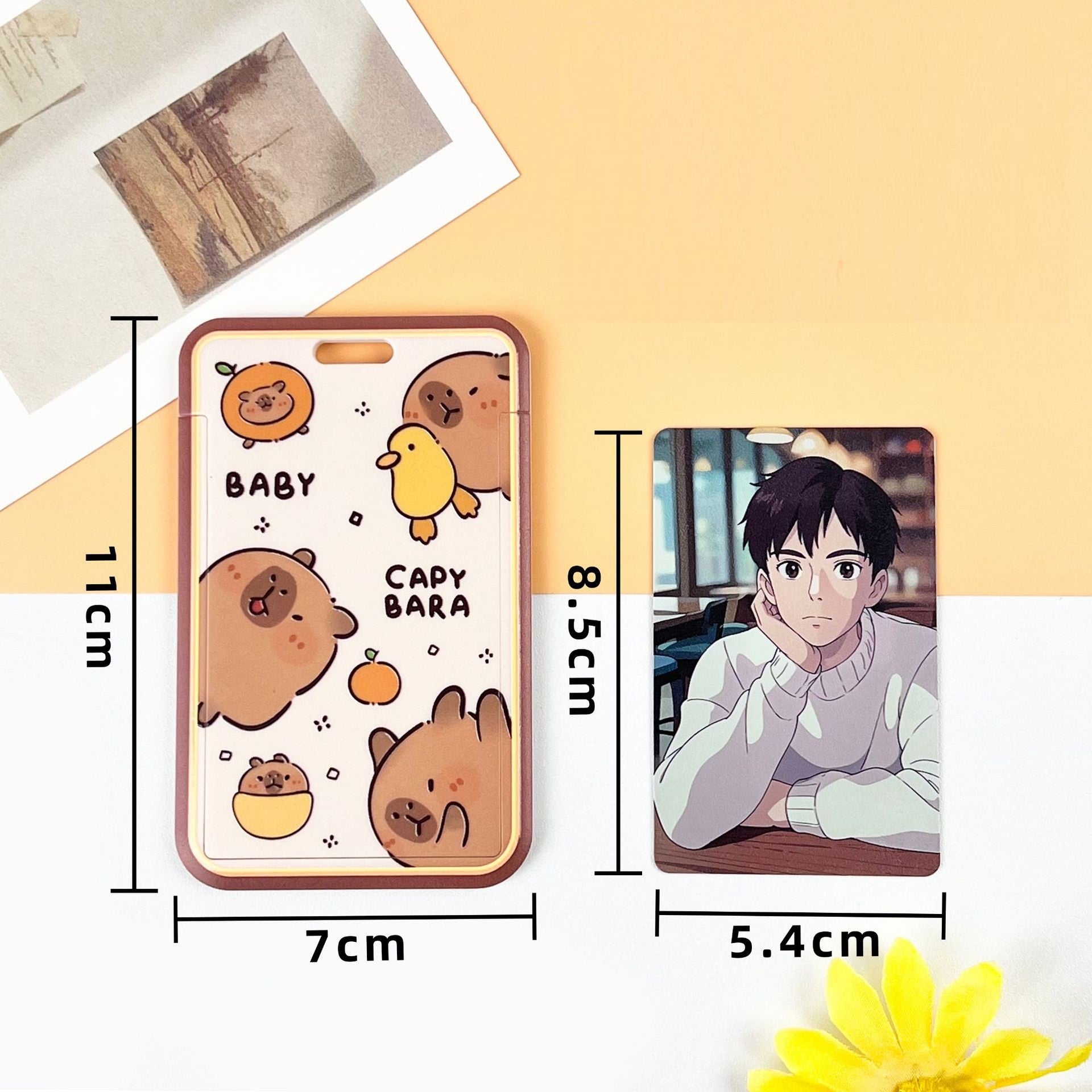 Capybara ID Card Badges Holder Set with Retractable Lanyard (4-Pack)