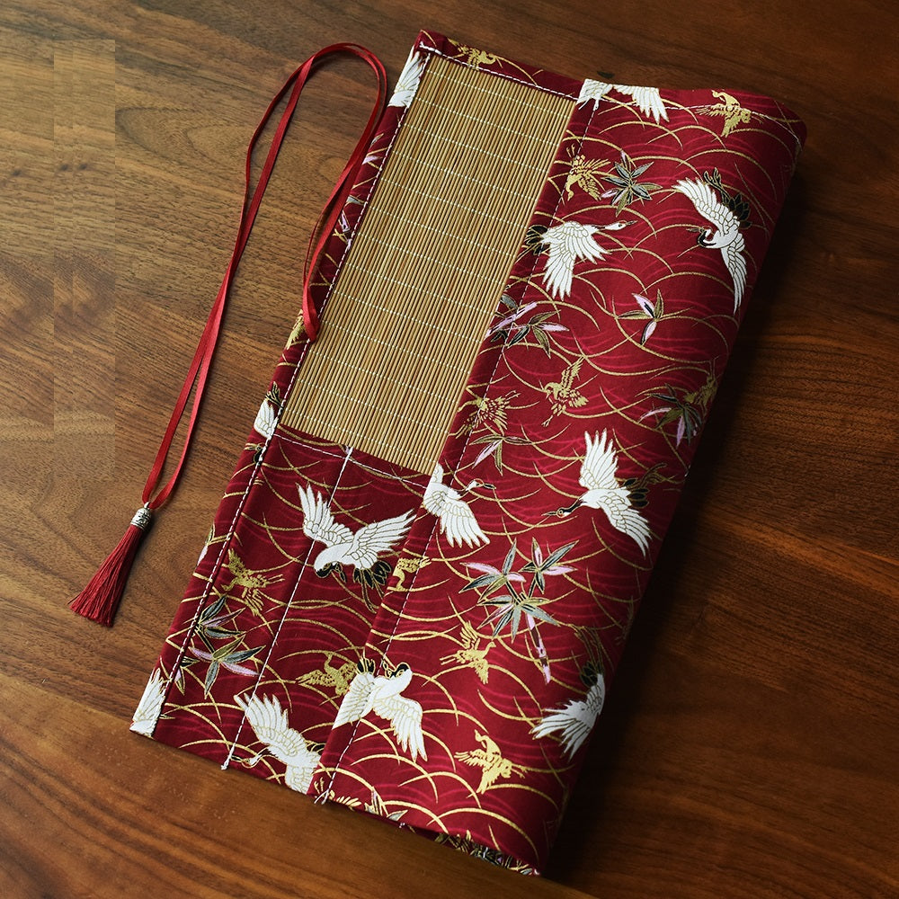 Chinese Japanese Calligraphy Brush Roll 8-Slot Bamboo Brush Holder