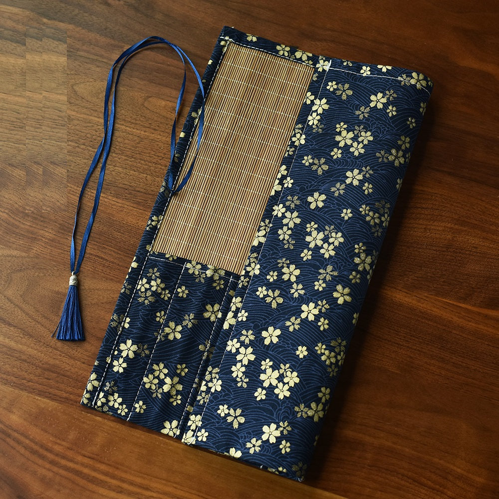 Chinese Japanese Calligraphy Brush Roll 8-Slot Bamboo Brush Holder