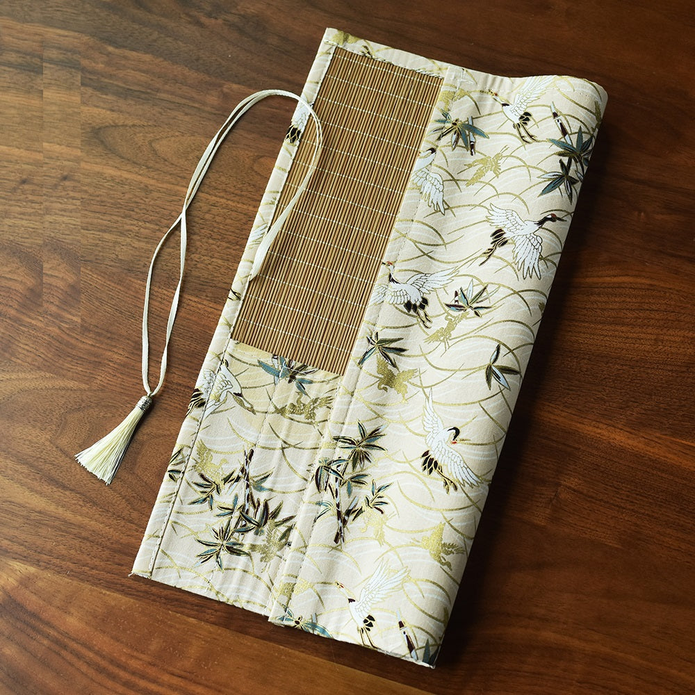 Chinese Japanese Calligraphy Brush Roll 8-Slot Bamboo Brush Holder