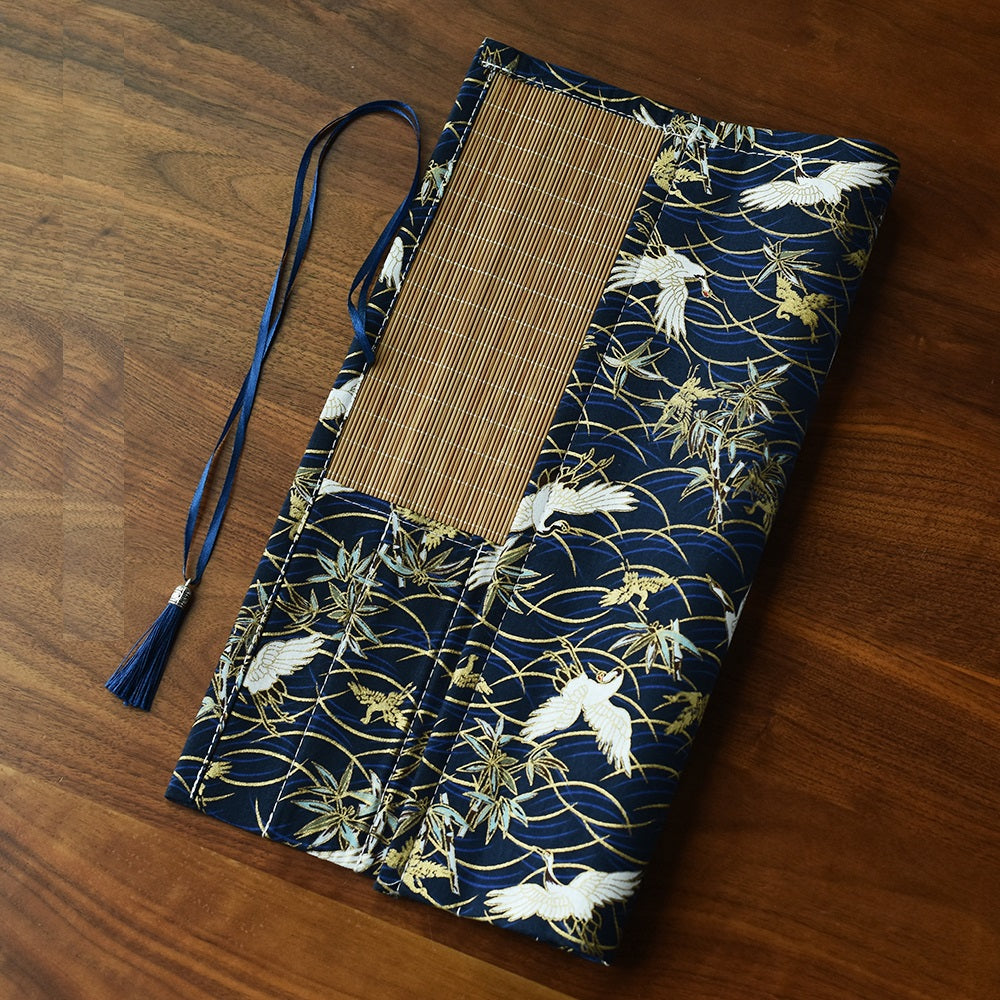 Chinese Japanese Calligraphy Brush Roll 8-Slot Bamboo Brush Holder