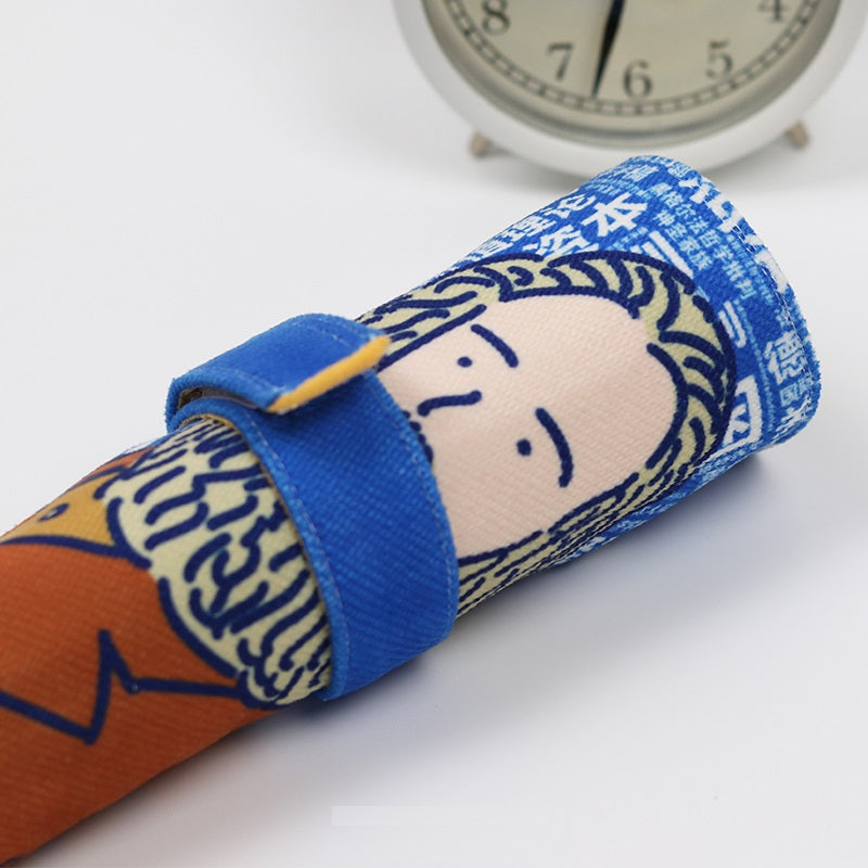 Hand-Painted Chinese Marxist Calligraphy Brush Pen Roll Pouch