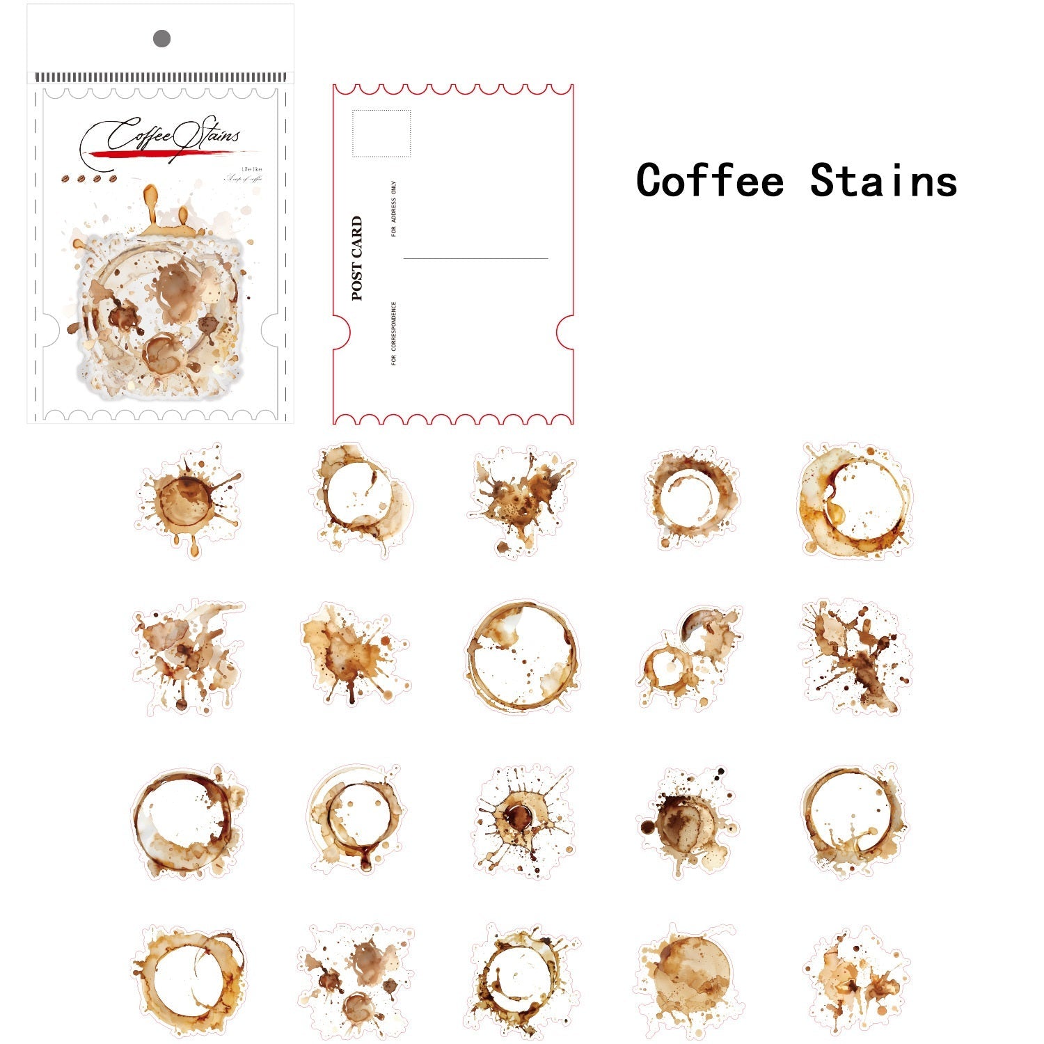 Coffee Lovers PET Sticker Set 120 Adhesive Decals for Journals Planners