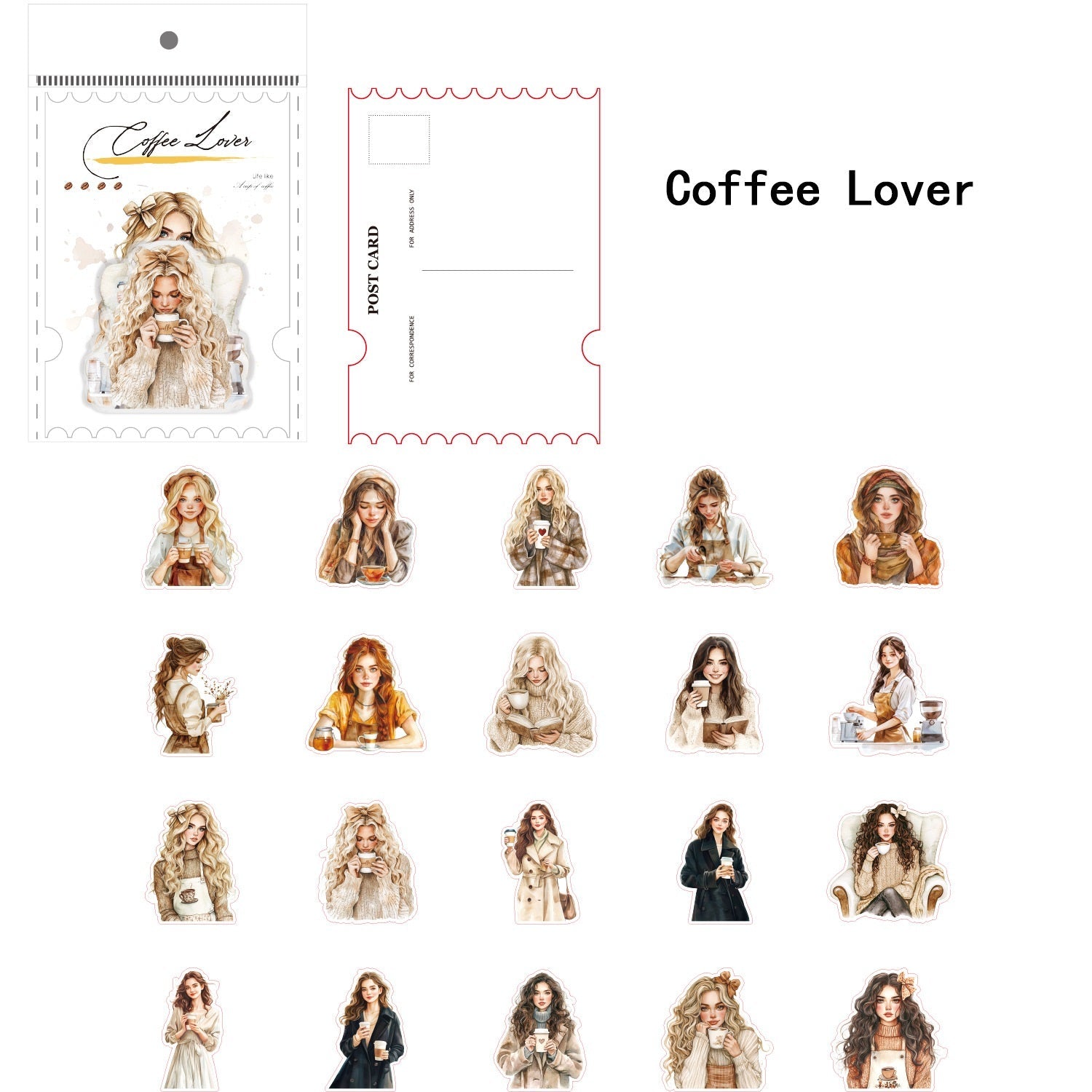 Coffee Lovers PET Sticker Set 120 Adhesive Decals for Journals Planners