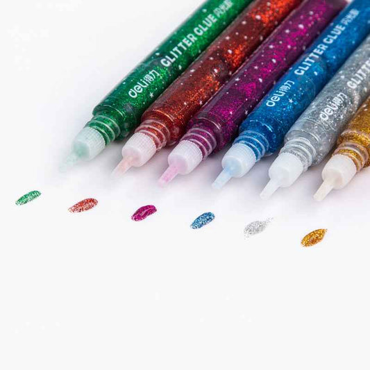 DELI 12 Color Glitter Glue Stick Pens Set 12ml