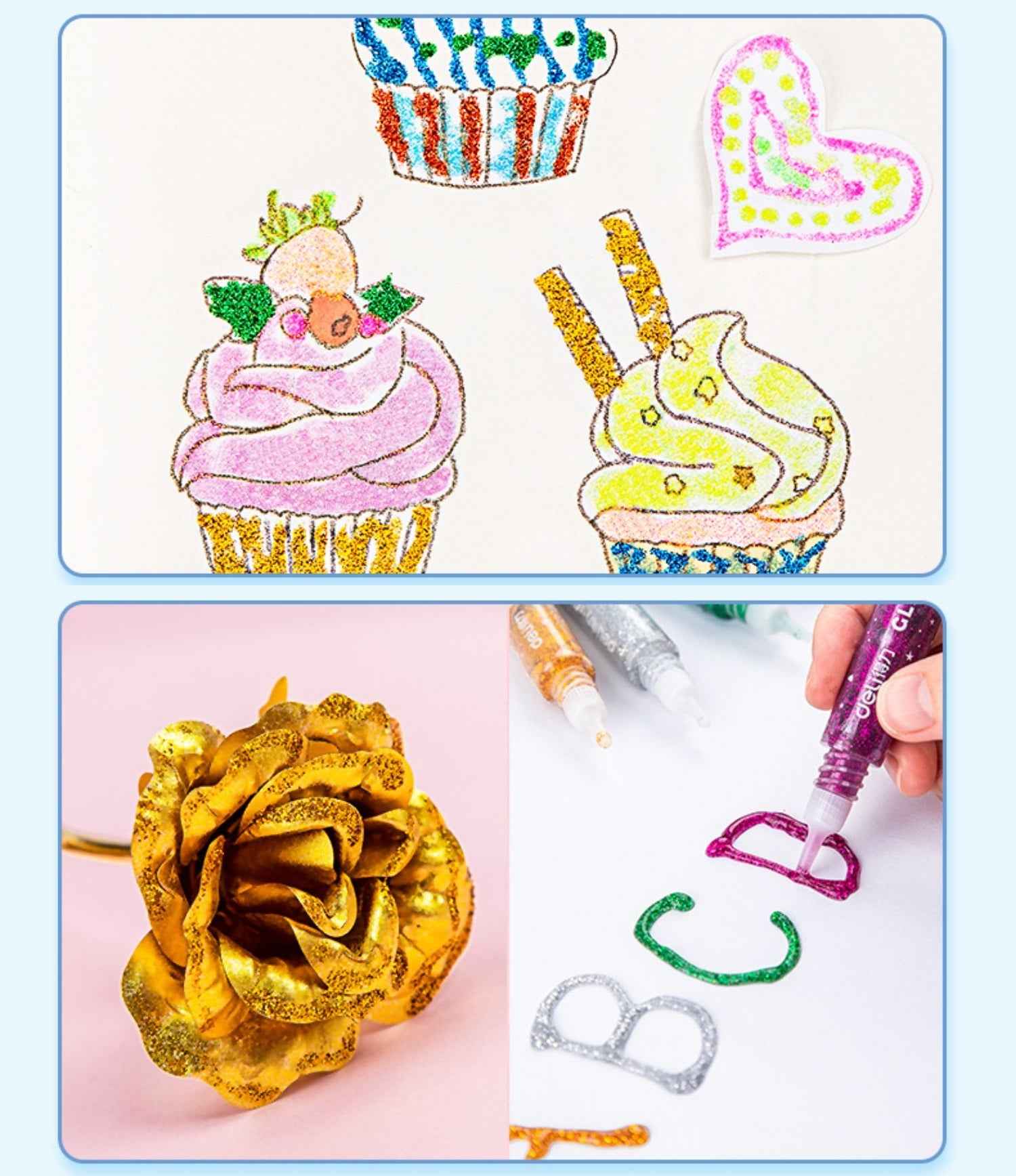 DELI 12 Color Glitter Glue Stick Pens Set 12ml