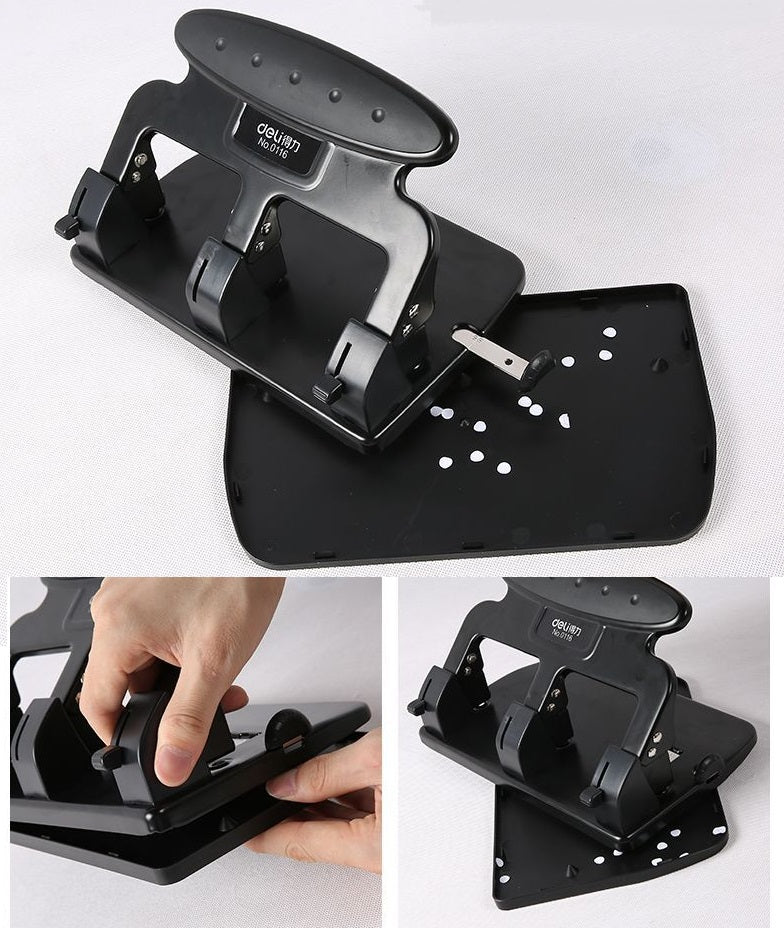 DELI Office 0116 Heavy-Duty 3-Hole Punch with Ruler