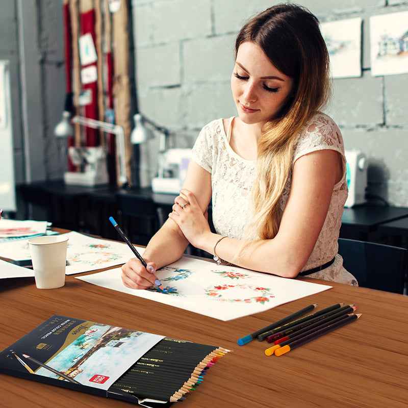 DELI Watercolor Pencils,Box of 24/36/48 Colors with Paint Brush - TTpen