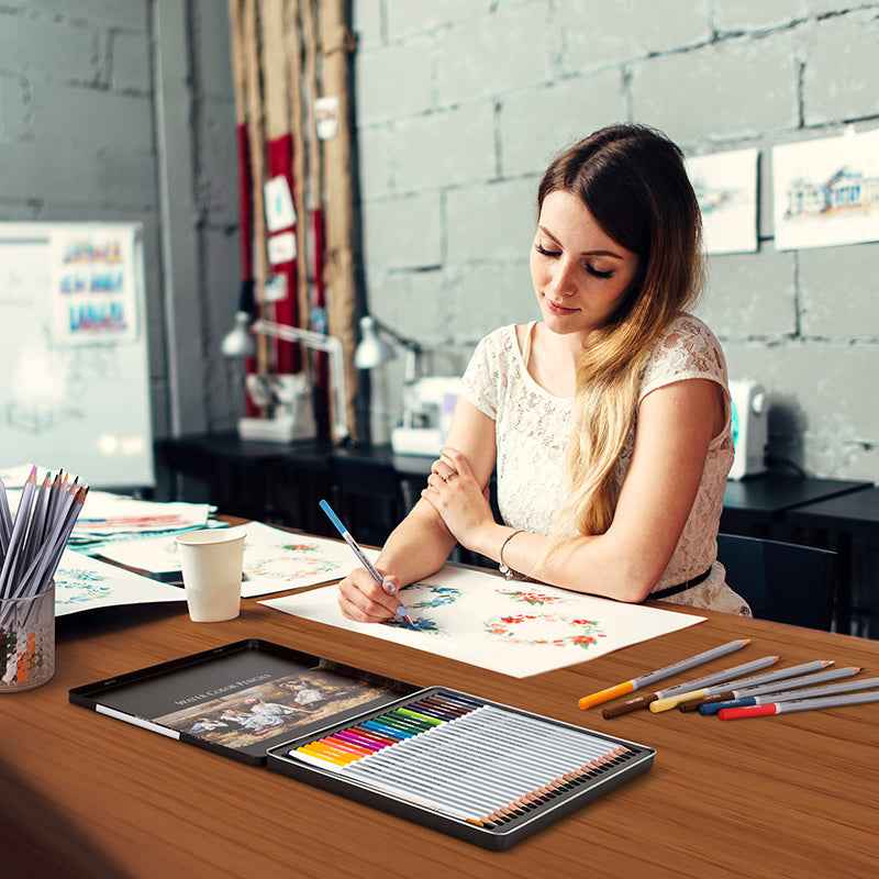 DELI Watercolor Pencils,24/36/48/72 Colors Tin Box with Paint Brush - TTpen