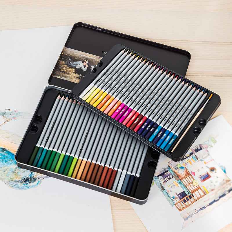 DELI Watercolor Pencils,24/36/48/72 Colors Tin Box with Paint Brush - TTpen