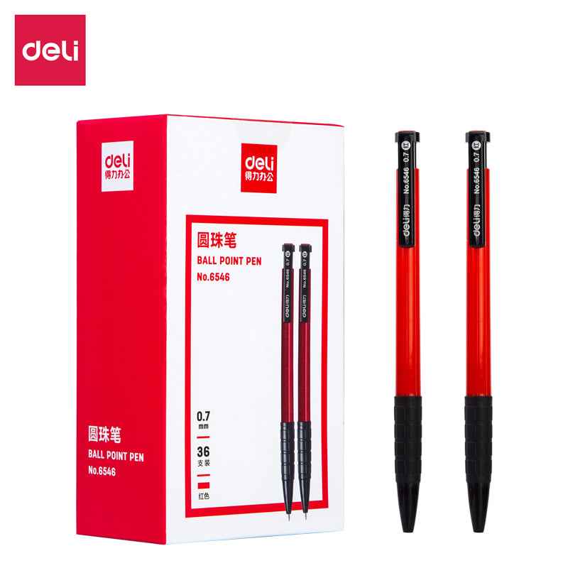 DELI Retractable Ballpoint Pens,Fine Point 0.7mm,Black/Red/Blue Ink,36 Pack - TTpen