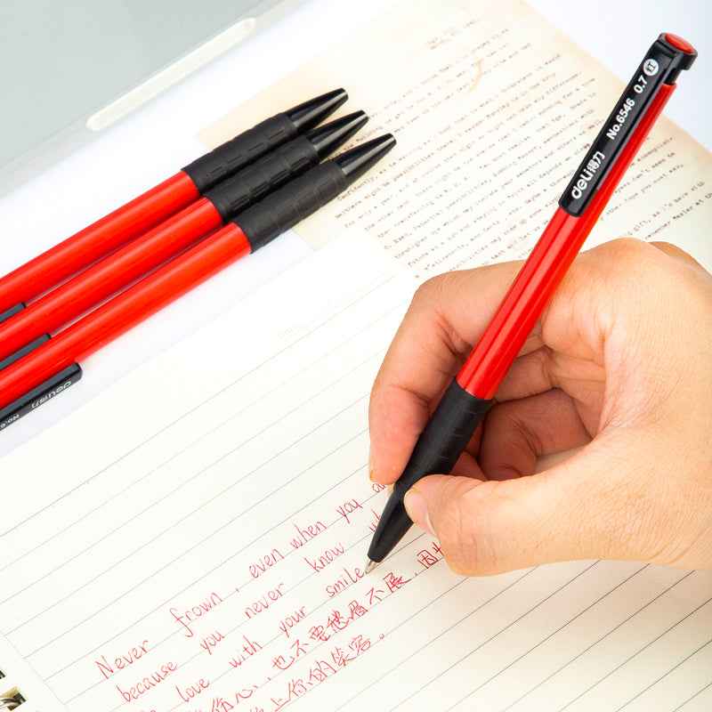 DELI Retractable Ballpoint Pens,Fine Point 0.7mm,Black/Red/Blue Ink,36 Pack - TTpen