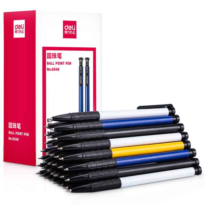 DELI Retractable Ballpoint Pens,Fine Point 0.7mm,Black/Red/Blue Ink,36 Pack - TTpen