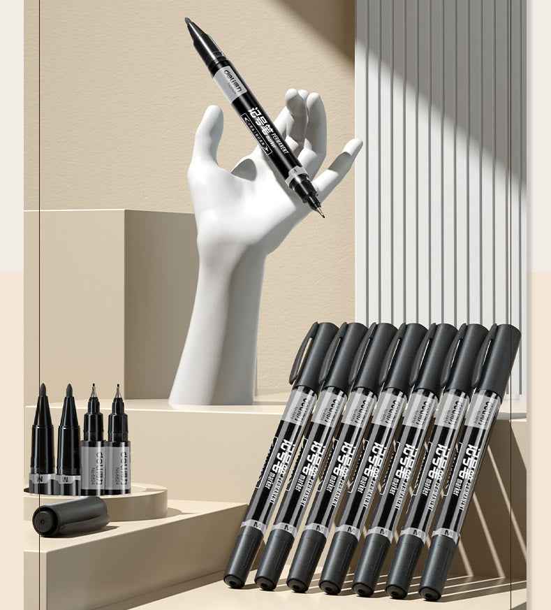 DELI Dual Tip Permanent Art Marker Pen,Fine & Ultra Fine Tip,12 Pack - TTpen