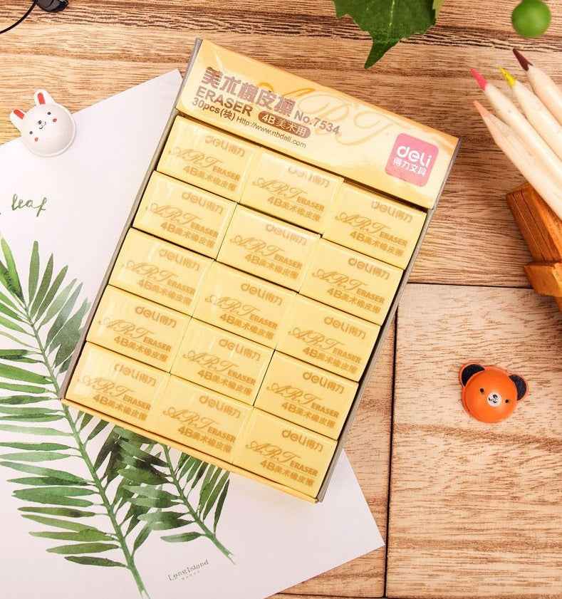 DELI 7534 Art Erasers 4B Pack of 30 - Small Size for School Office - TTpen