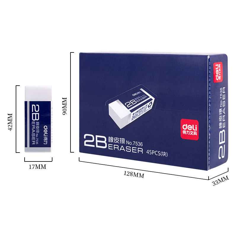 DELI 7536 Student Eraser - For 2B Lead - 24/45 Pack - TTpen