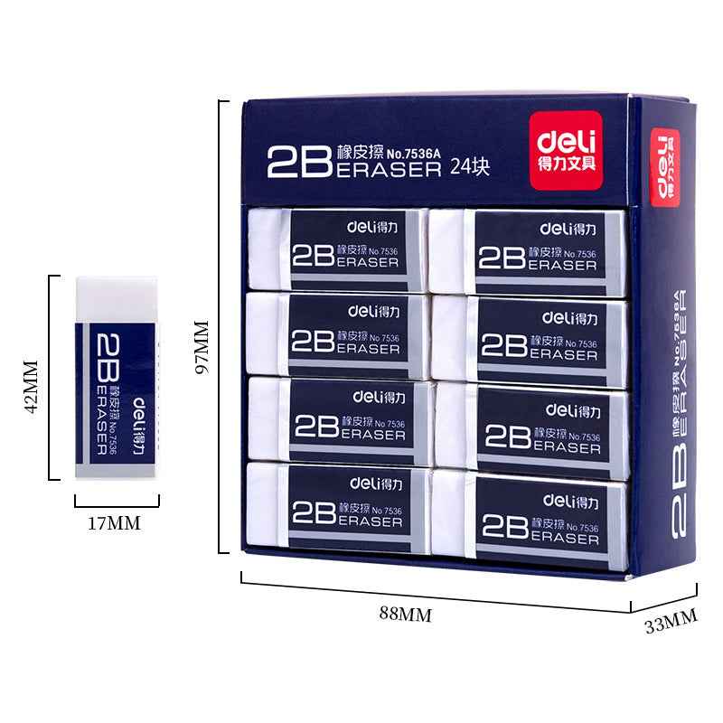 DELI 7536 Student Eraser - For 2B Lead - 24/45 Pack - TTpen