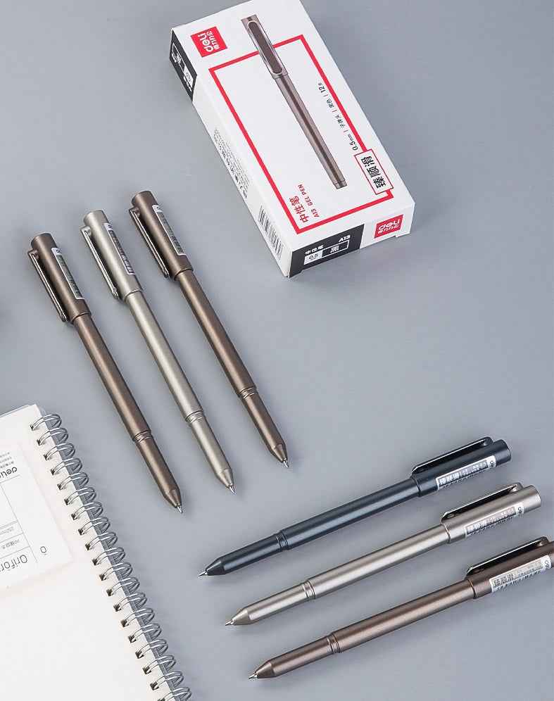 DELI A13 Gel Pens Quick Dry Black Ink 0.5mm 12 Pack