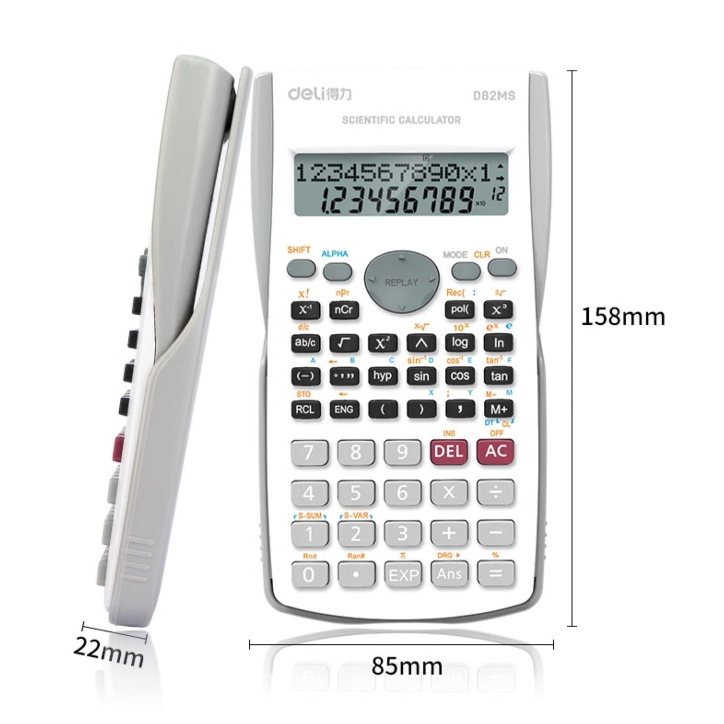 DELI D82MS Scientific Calculator - 240 Functions with 2-Line Display