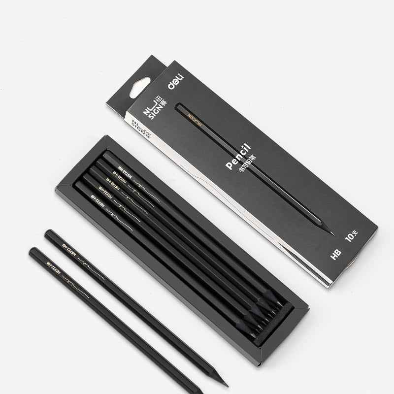 DELI 2B HB Black Wood Cased Graphite School Pencils 10 Pack - TTpen