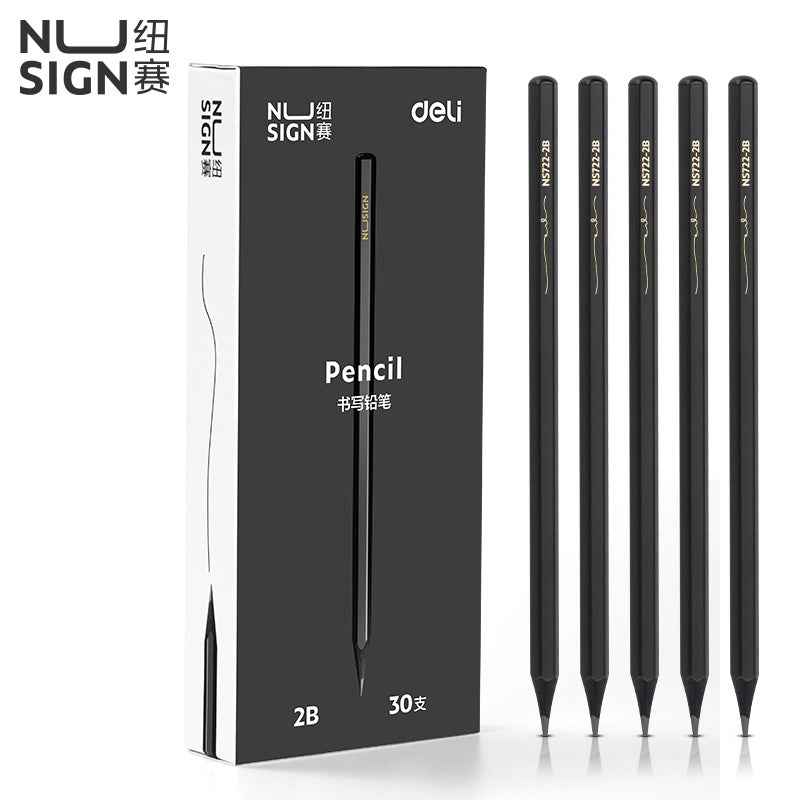 DELI 2B HB Black Wood Cased Graphite School Pencils 30 Pack - TTpen