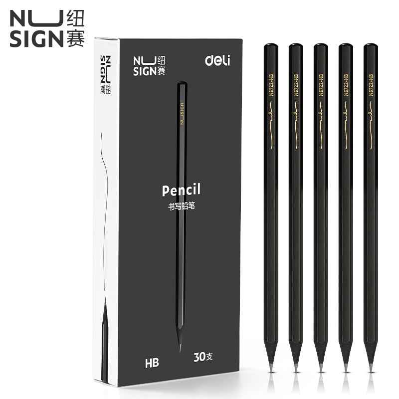 DELI 2B HB Black Wood Cased Graphite School Pencils 30 Pack - TTpen
