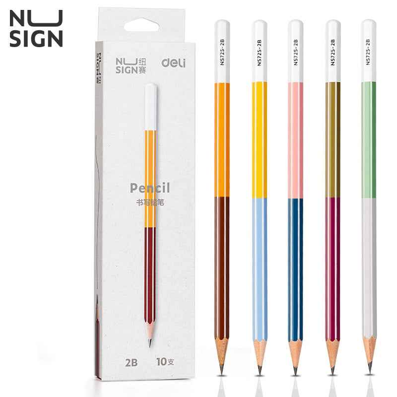 DELI 2B HB Striped Wooden Pencils for School Office,10 Pack - TTpen