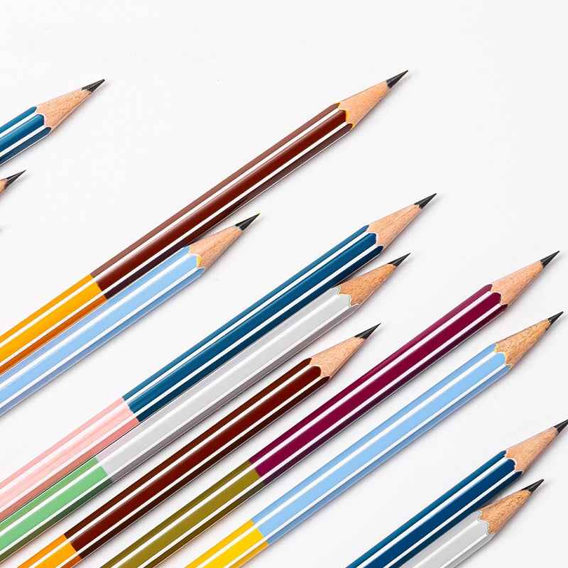 DELI 2B HB Striped Wooden Pencils for School Office,10 Pack - TTpen