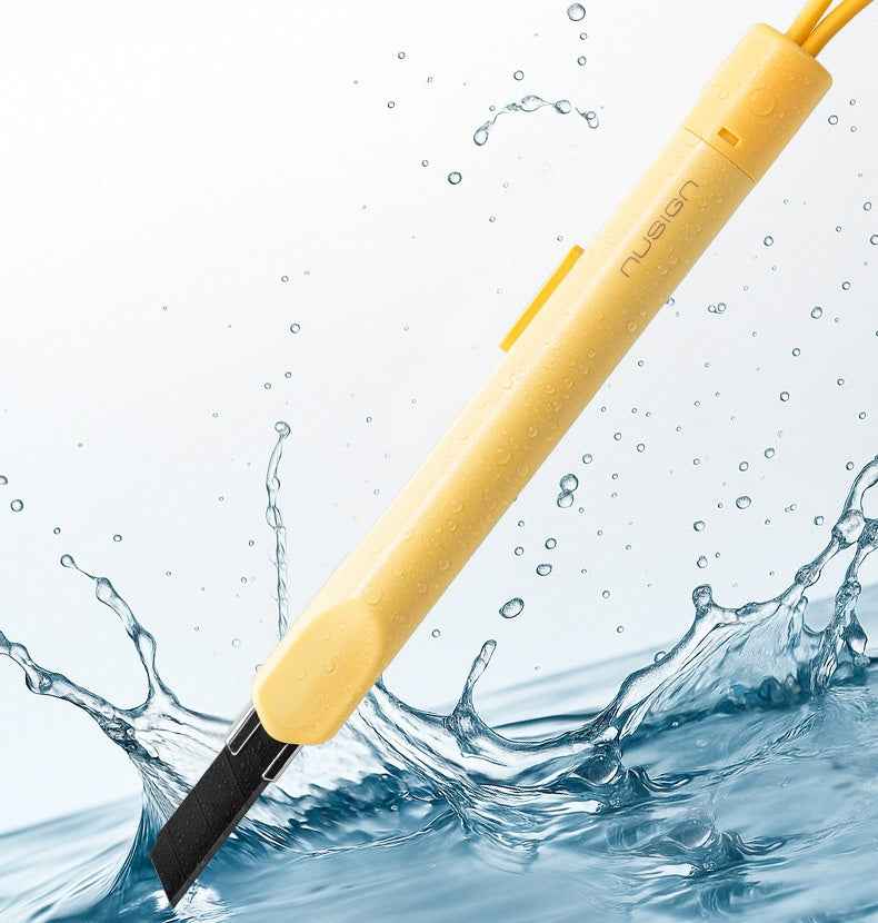 Deli Utility Knife Auto-Lock Box Cutter with Silicone Lanyard 4 Pack