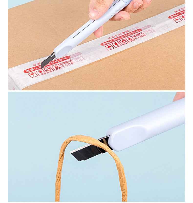 Deli Utility Knife Auto-Lock Box Cutter with Silicone Lanyard 4 Pack