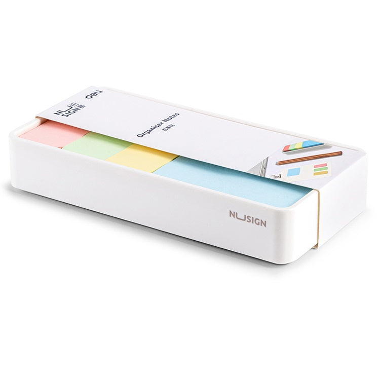 DELI Nusign NS138 Sticky Notes - 4-Color Set with Storage Tray