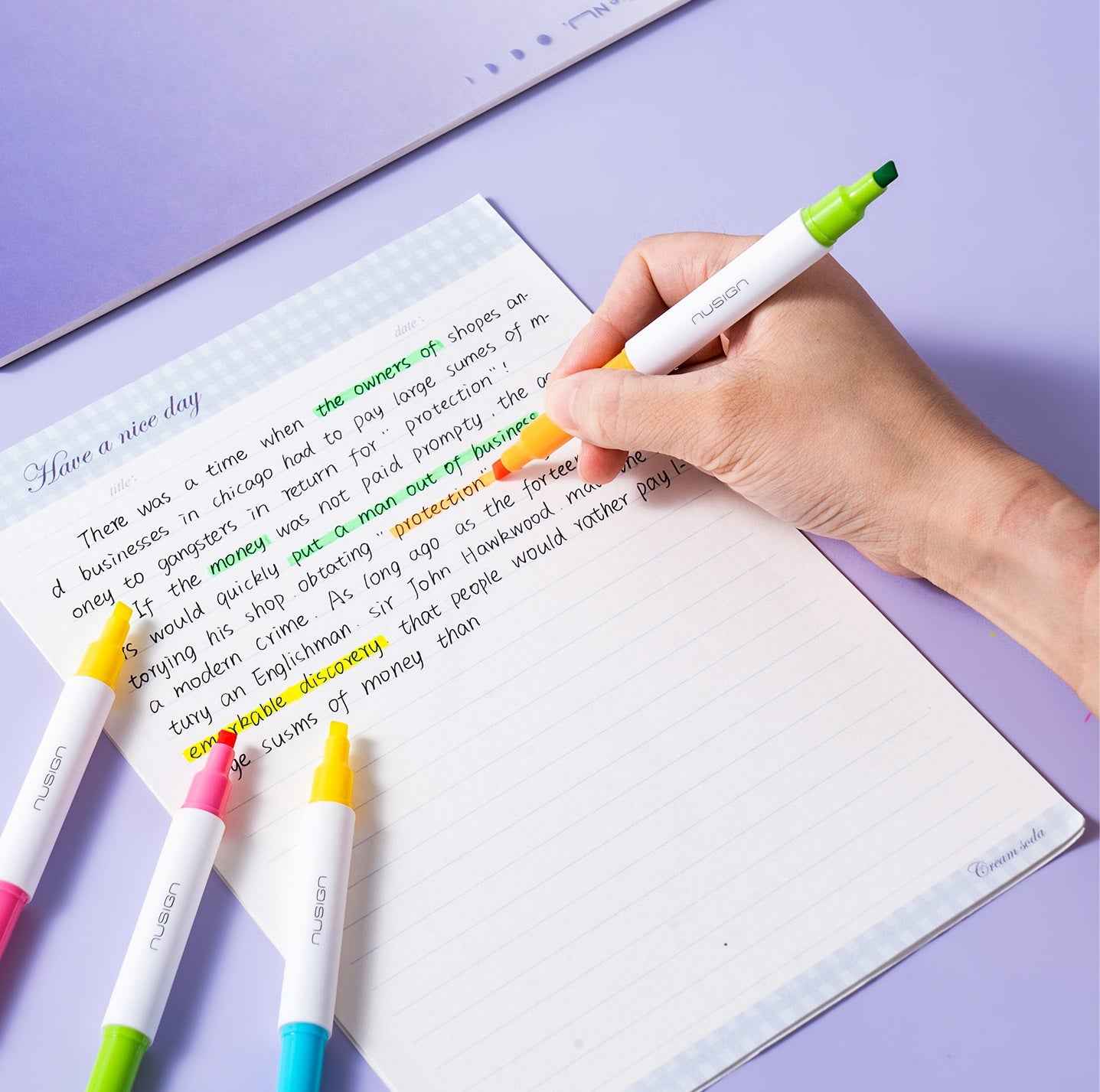 DELI Nusign NS720 Dual Tip Highlighters, Pastel Colors, 6 Pack